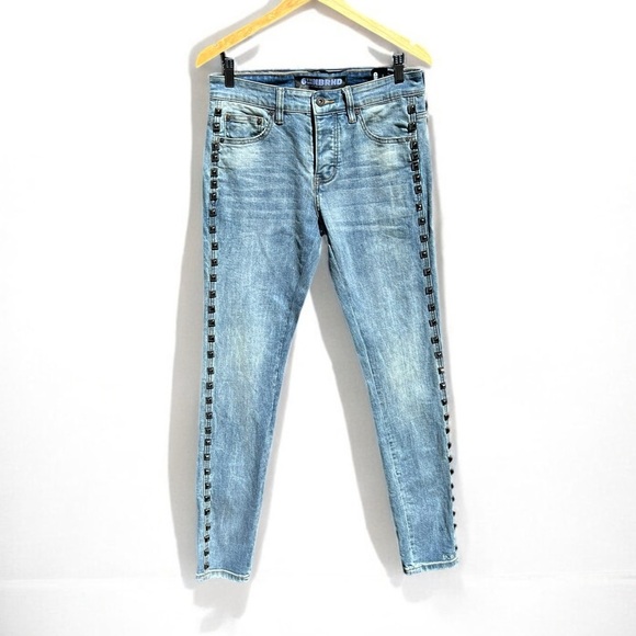 🌻6THNBRHD Studded Light Wash Skinny Jeans Size 30 {new condition] - Picture 1 of 12